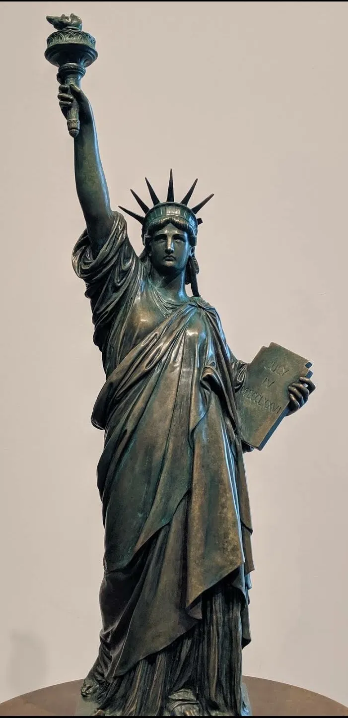 Detailed bronze replica of Lady Liberty's form
