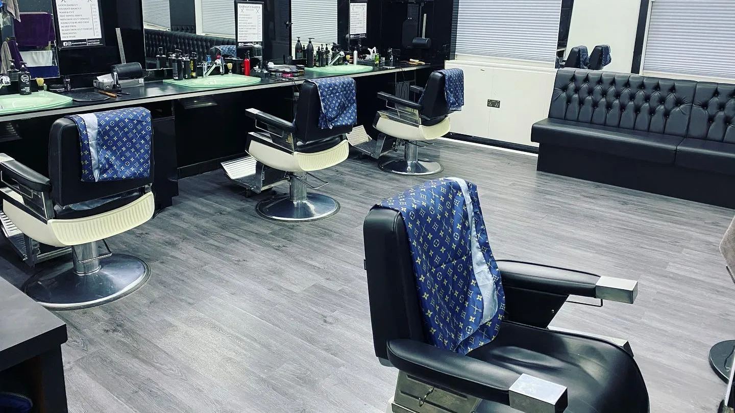 Sleek, modern barber shop, ready for clients.